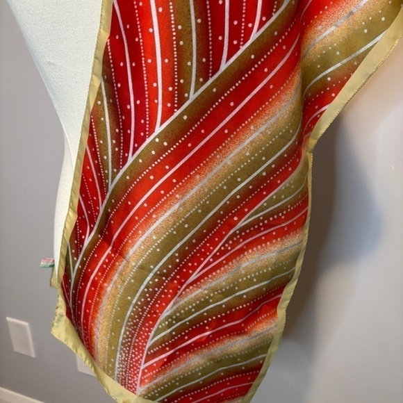 Vintage, Made in Italy, Red, Silver, Beige Scarf, Circa 1970s - Picture 6 of 6